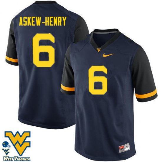 Men's West Virginia Mountaineers NCAA #6 Dravon Askew-Henry Navy Authentic Nike Stitched College Football Jersey WY15M61MV